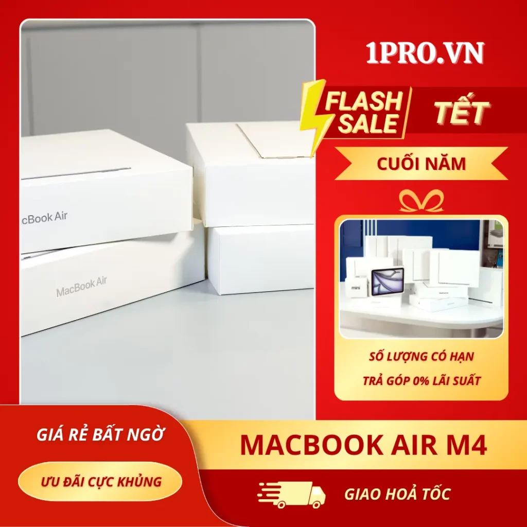 Hình ảnh Macbook Air M4 màu Starlight sang trọng trên bàn làm việc